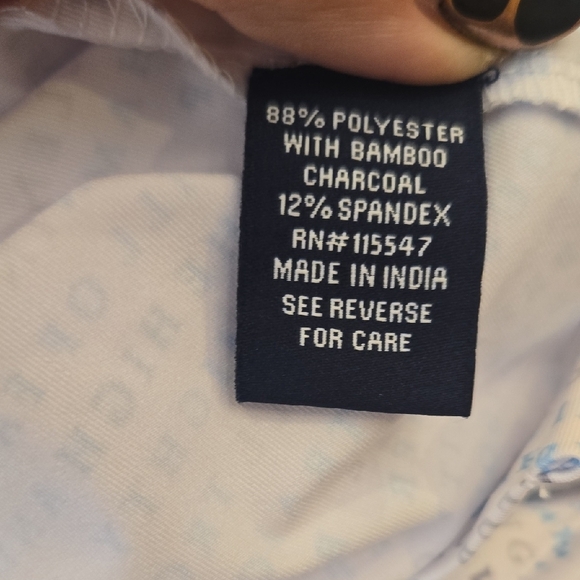 HTF! Horn Legend Bamboo Charcoal Luxury Golf Polo Blue/White Size Large SHOW OFF - Picture 12 of 13